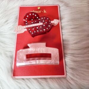 Piper K Red Hair Cupid Heart Clip and Pink Hair Clip